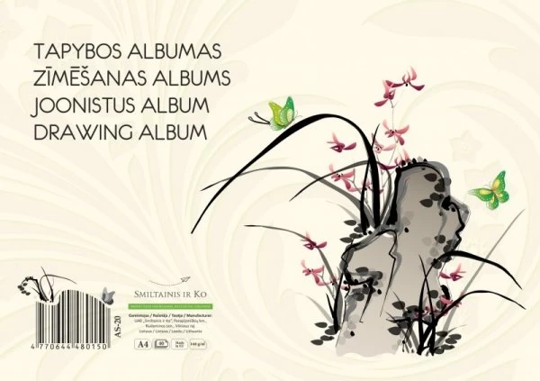 Tapybos albumas SMLT, A4, 150 g, klijuotas, (40)  0708-204