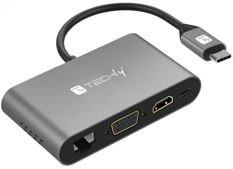 Techly Iadap Usb31-dock3 Usb-c - Hdmi/vga/rj45/usb-c Pd/usb-a/microsd/sd Adapteris