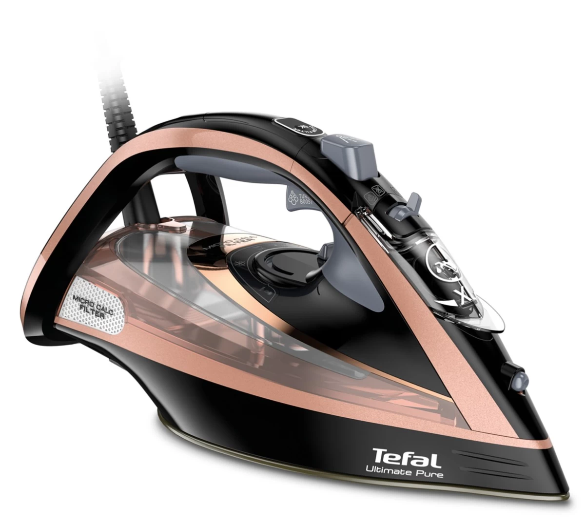 Tefal Ultimate Pure FV9845 iron Dry & Steam iron Durilium Autoclean soleplate 3200 W Black, Copper Tefal Ultimate Pure FV9845 iron Dry & Steam iron Durilium Autoclean soleplate 3200 W Black, Copper