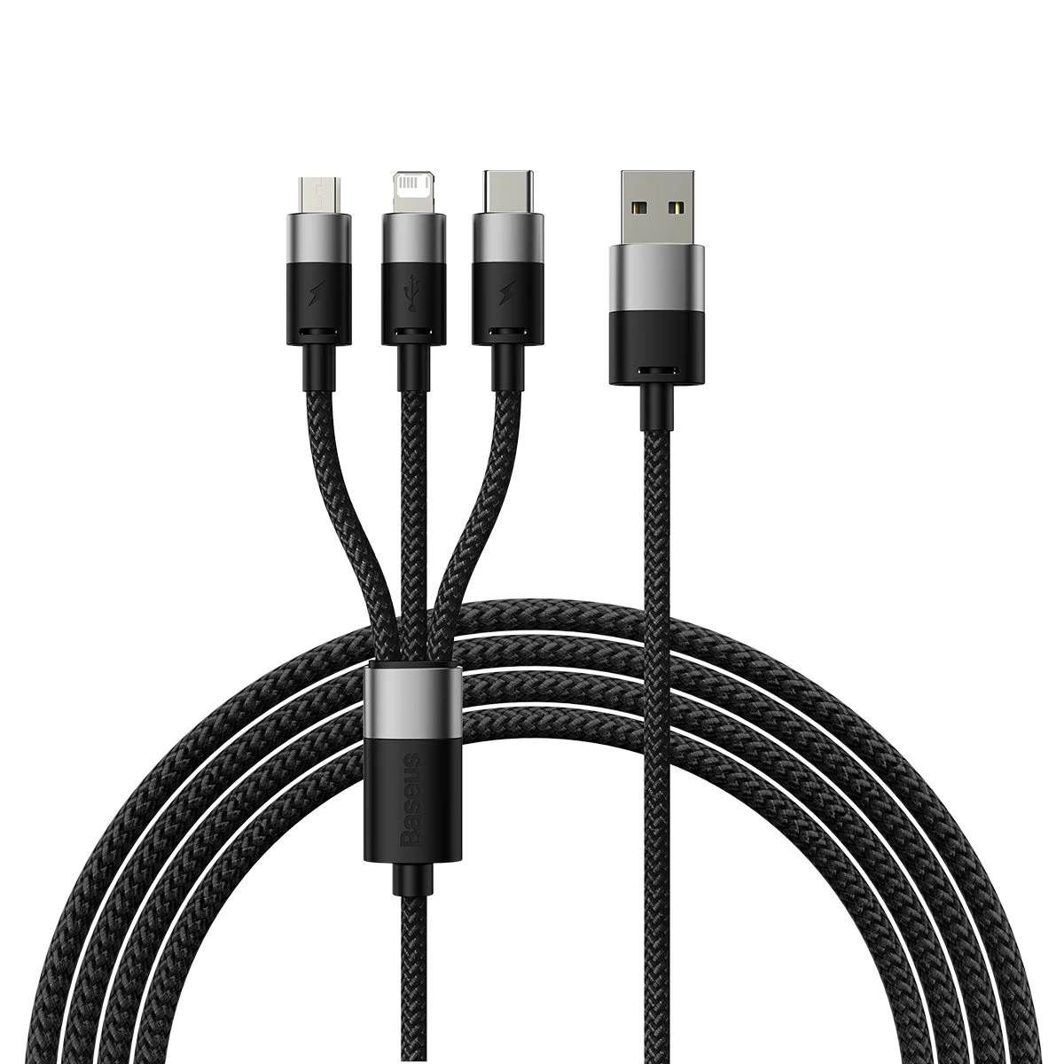 Telefono Kabelis starspeed 3in1 Usb - Micro Usb / iphone Lightning / Usb-c 1,2 M - Juodas Telefono Kabelis starspeed 3in1 Usb - Micro Usb / iphone Lightning / Usb-c 1,2 M - Juodas