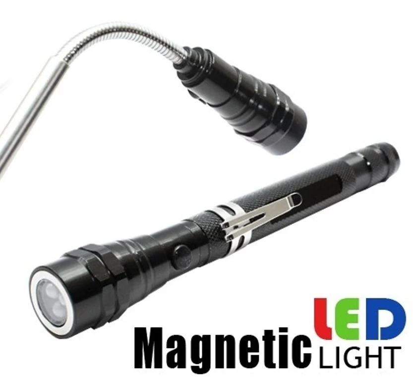 Teleskopinis Magnetinis Žibintuvėlis su stipriais 3 LED diodais (QJPU-46)