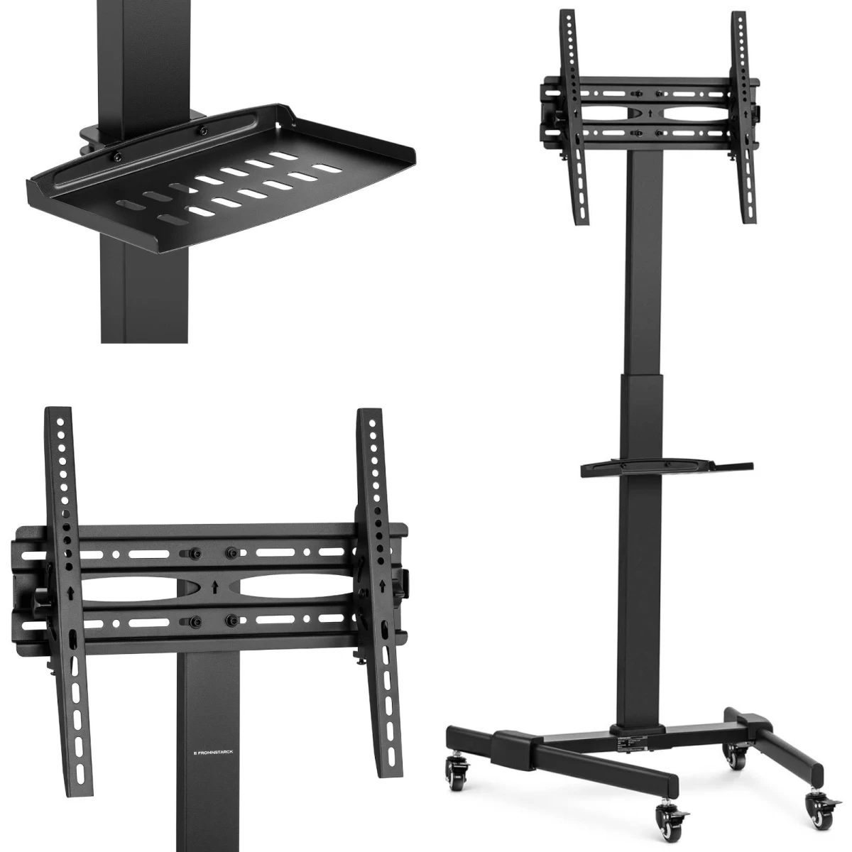 Televizoriaus Stovo Laikiklis Su Lentyna, Mobilus, Reguliuojamas, Maks. 55'', 35 Kg, Aukštis 116-151 Cm Televizoriaus Stovo Laikiklis Su Lentyna, Mobilus, Reguliuojamas, Maks. 55'', 35 Kg, Aukštis 116-151 Cm