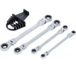 Terkšlinių dvipusių veržliarakčių rinkinys | šarnyriniai | su E tipo žiedų galvutėmis | E6 - E24 | 4 vnt. (71028)