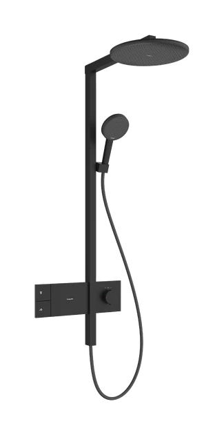 Termostatinė dušo sistema Hansgrohe Raindance Alive S 300 1jet EcoSmart su ShowerSelect Comfort, matinė juoda, 24583670