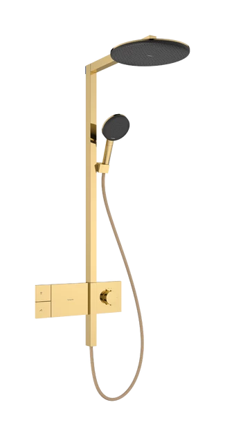 Termostatinė dušo sistema Hansgrohe Raindance Alive S 300 1jet EcoSmart su ShowerSelect Comfort, šlifuoto aukso, 24583990