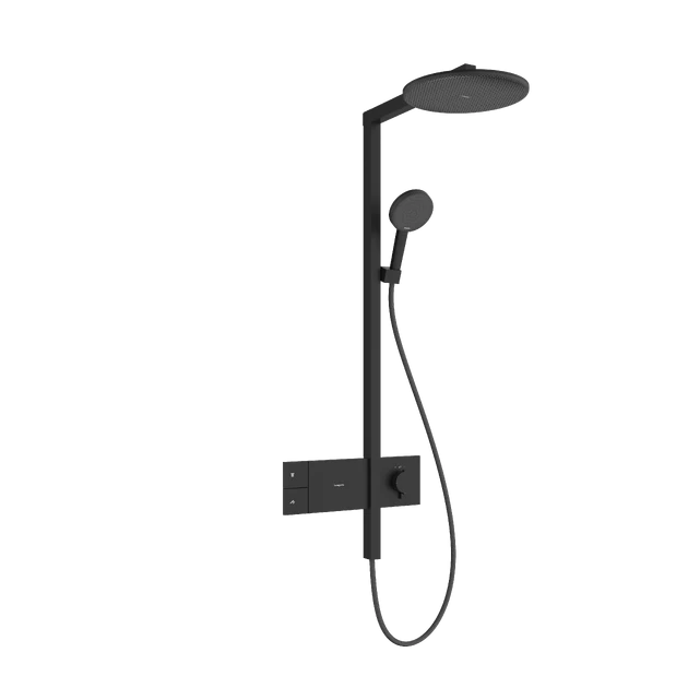 Termostatinė dušo sistema Hansgrohe Raindance Alive S 300 1jet su ShowerSelect Comfort, juoda matinė, 24582670
