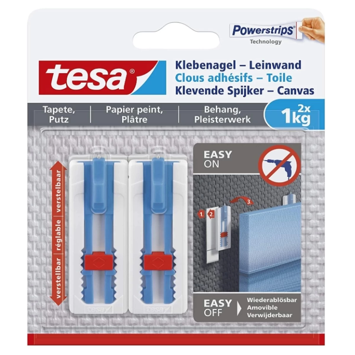 tesa Power-strips, Lipnios Vinys Tapetams Ir Tinkui, 1 Kg, 2 Vnt. (vokietijos Produktai).