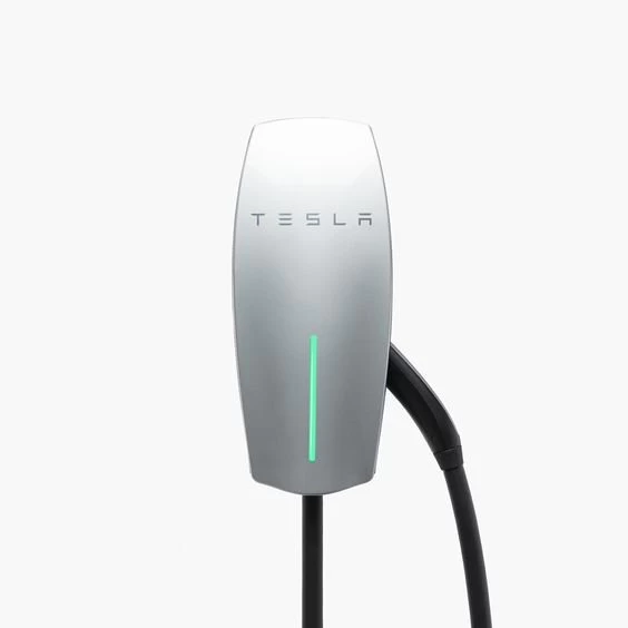 Tesla Gen 3 EU stotelė. Komplektuojama kartu su 7,3 metro ilgio įkrovimo kabeliu