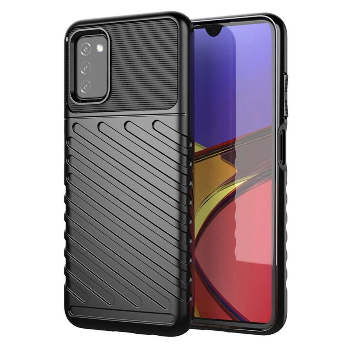 Thunder Case Lankstus šarvuotas Dangtelis Samsung Galaxy A03s Juodas