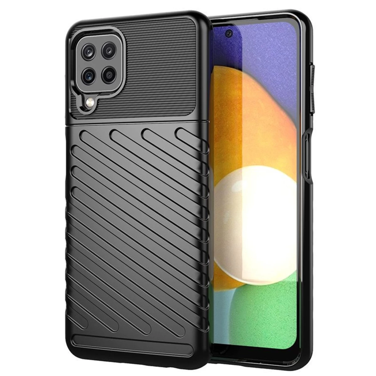 Thunder Case Lankstus šarvuotas Dangtelis Samsung Galaxy A22 4g Juodas