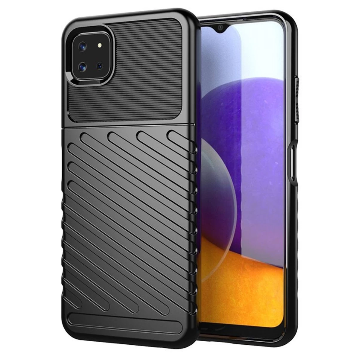 Thunder Case Lankstus šarvuotas Dangtelis Samsung Galaxy A22 5g Juodas