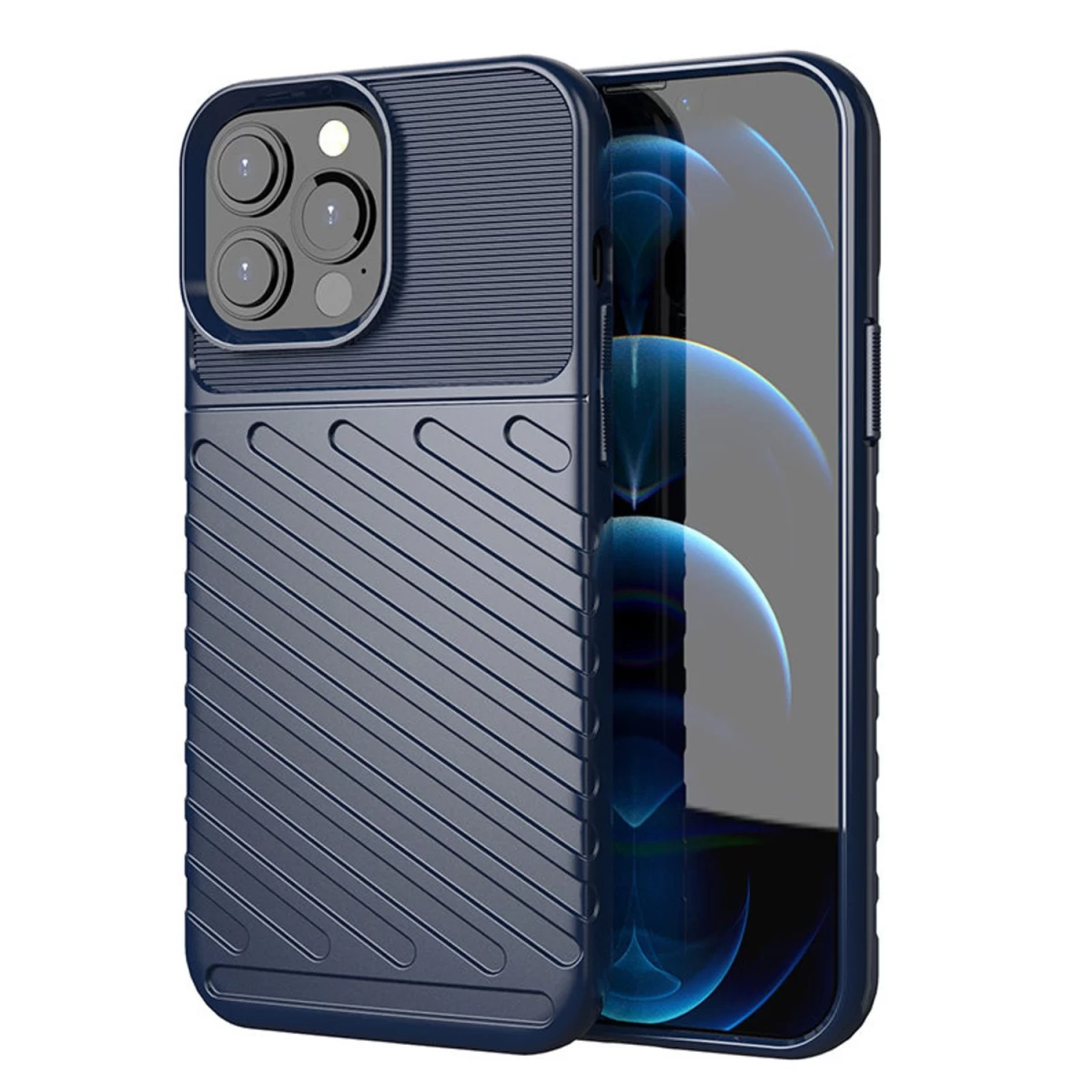 thunder Case Lankstus šarvuotas Dėklas iphone 13 Pro Max Mėlynas