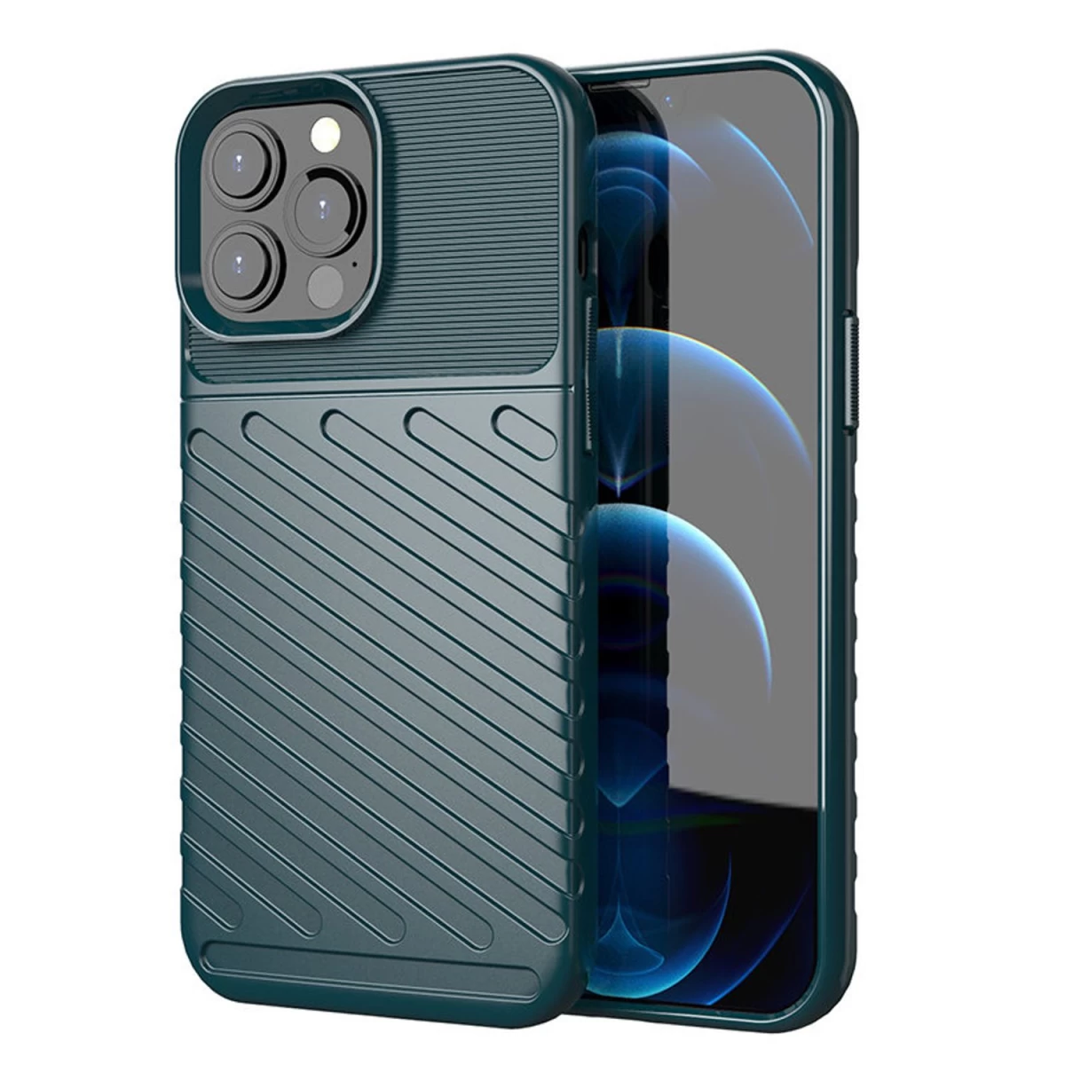 thunder Case Lankstus šarvuotas Dėklas iphone 13 Pro Max žalias
