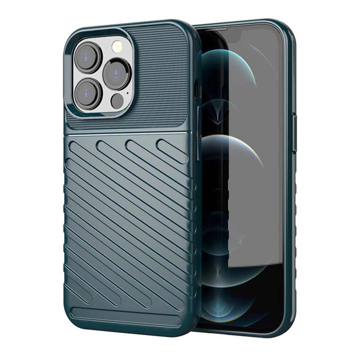 thunder Case Lankstus šarvuotas Dėklas iphone 13 Pro žalias