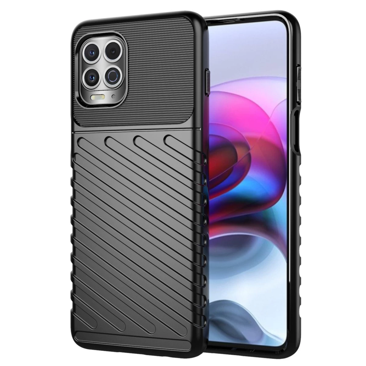 Thunder Case Lankstus šarvuotas Dėklas Motorola Moto G100 / Edge S Juodas