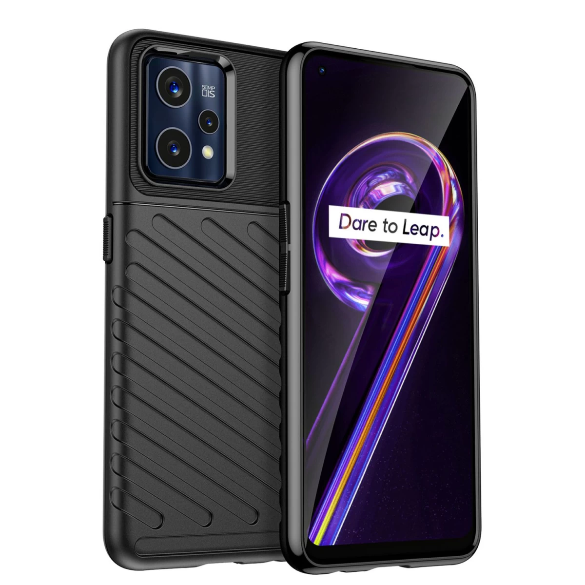 thunder Case Lankstus šarvuotas Dėklas realme 9 Pro + (9 Pro Plus), Juodas