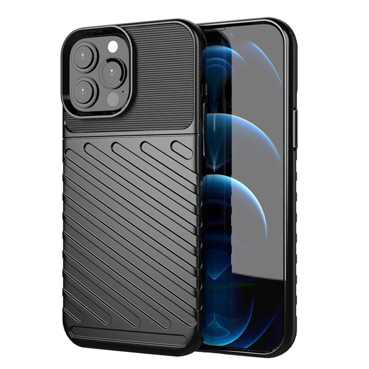thunder Case Lankstus šarvuotas Dėklas, Skirtas iphone 13 Pro Max, Juodas