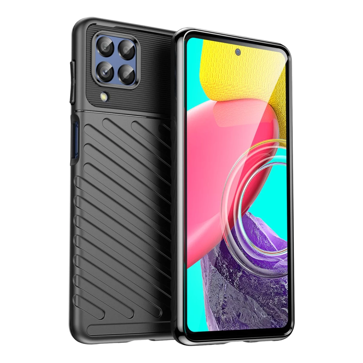 thunder Case Lankstus šarvuotas Dėklas, Skirtas samsung Galaxy M53 5g, Juodas
