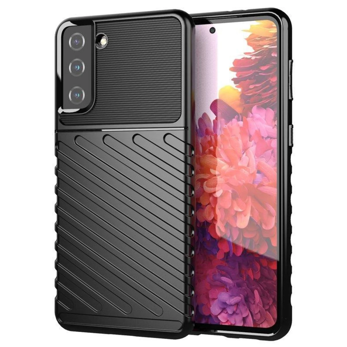 thunder Case Lankstus šarvuotas Dėklas, Skirtas samsung Galaxy S22+ (s22 Plus), Juodas