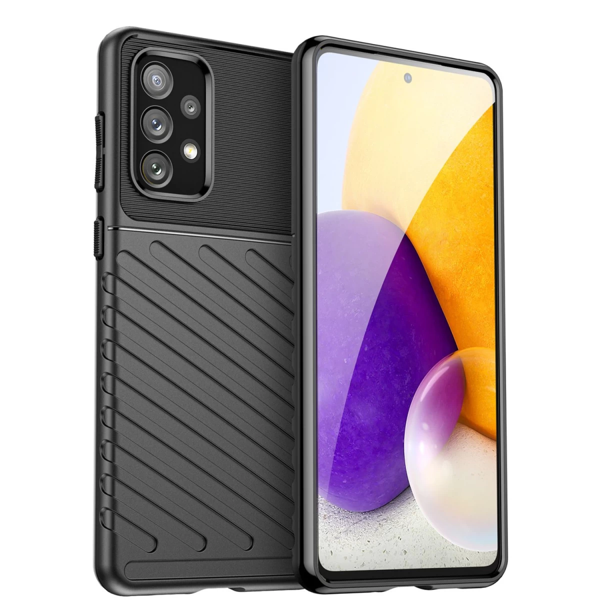 thunder Case Minkštas šarvuotas Dėklas, Skirtas samsung Galaxy A73, Juodas