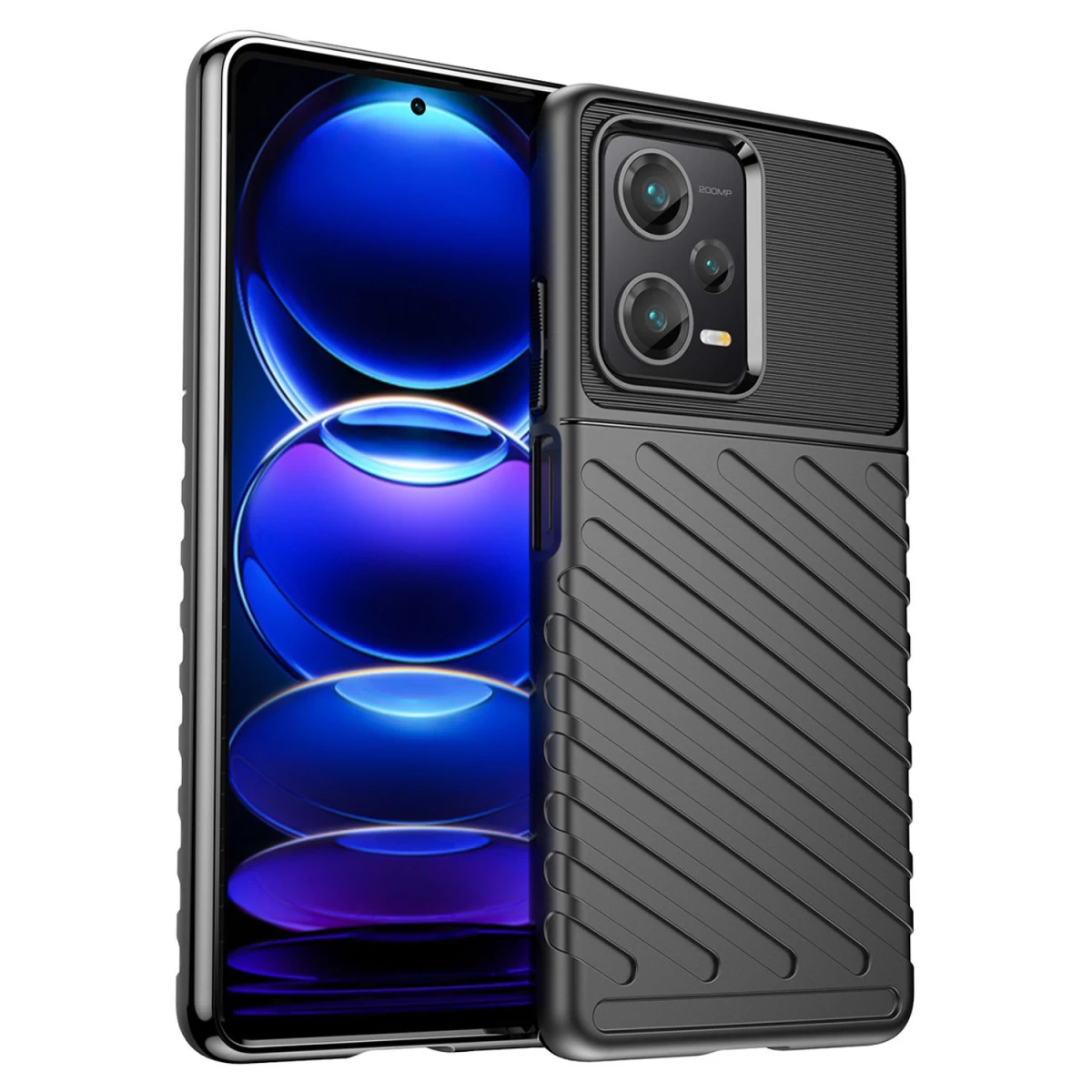 thunder Case Silikoninis šarvuotas Juodas Dėklas, Skirtas xiaomi Redmi Note 12 Pro+