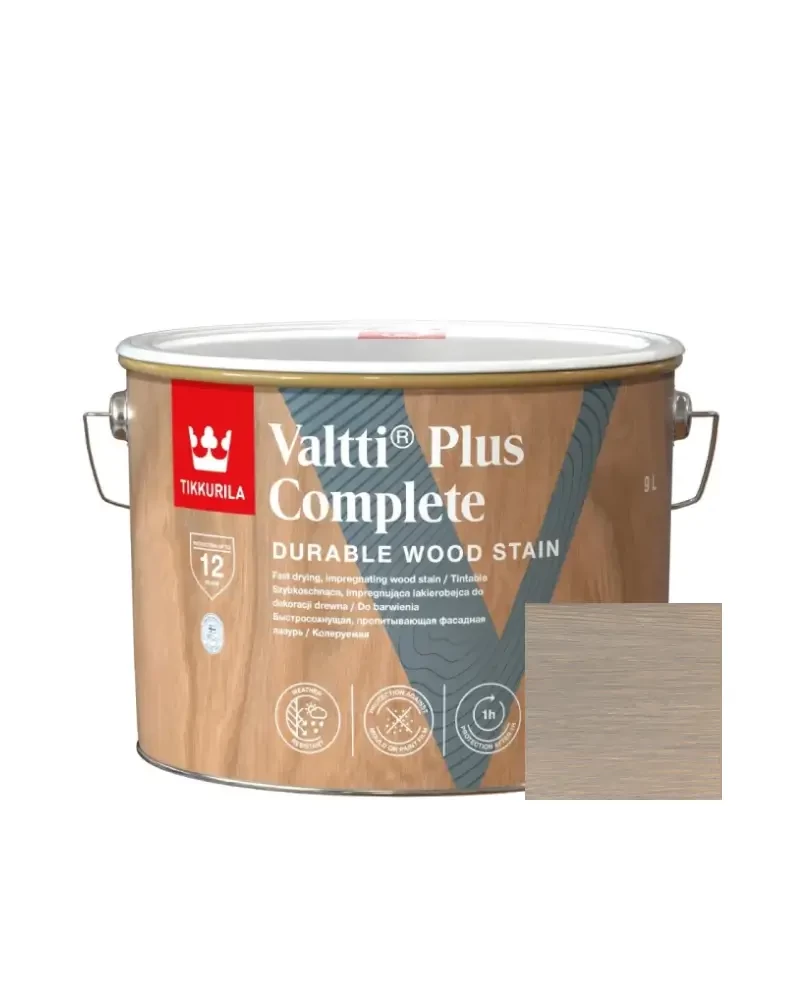 Tikkurila Valtti Plus Complete impregnuojamoji medienos dažomoji priemonė - Pelenų pilka - Ash Grey - 2.5 L