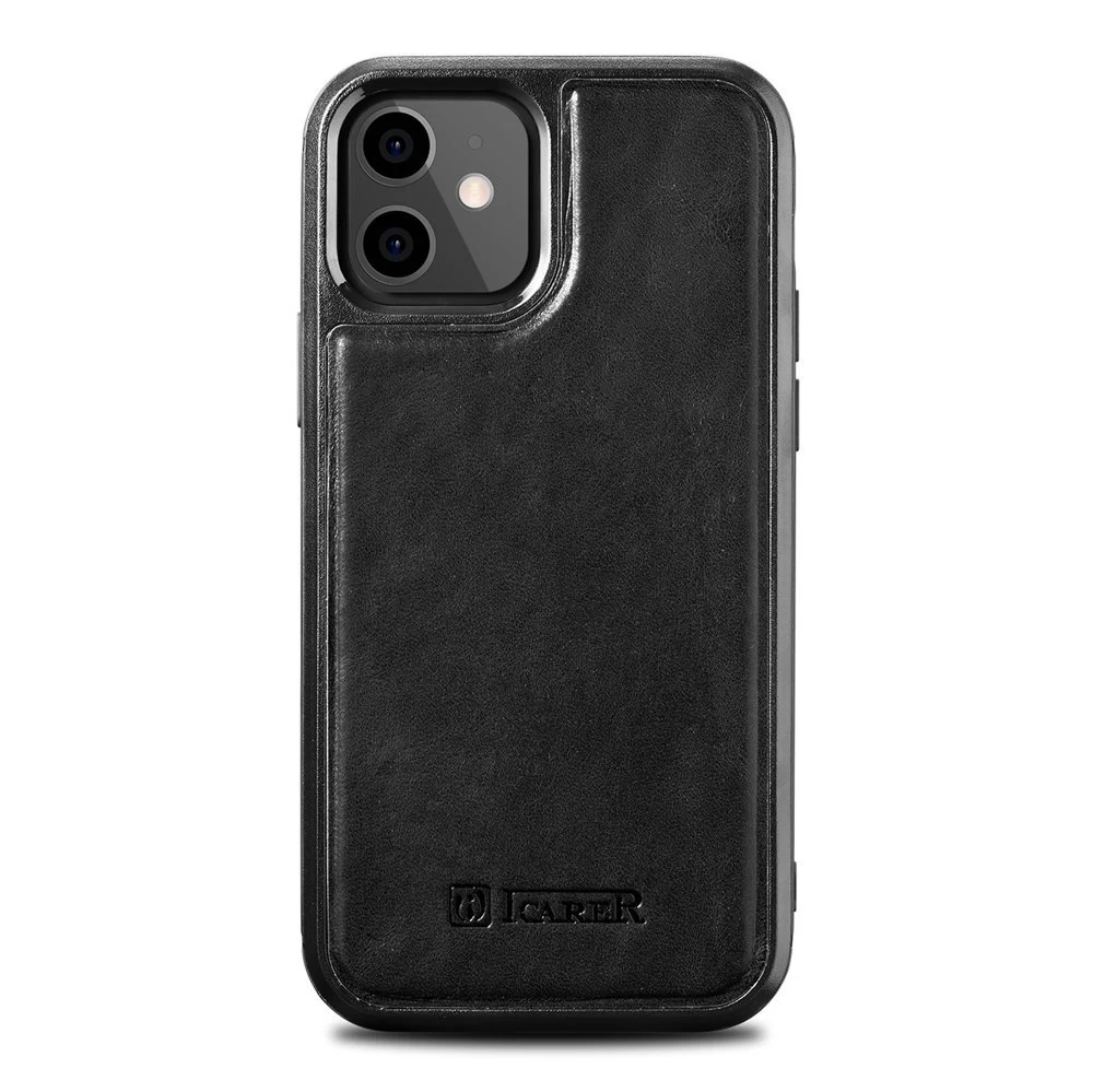 Tikra Oda Dengtas Dėklas Iphone 12 Mini Leather Oil Wax Juodas