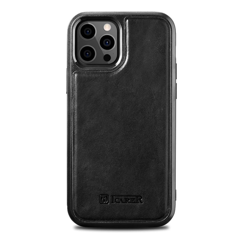Tikra Oda Dengtas Dėklas Iphone 12 Pro Max Leather Oil Wax Juodas