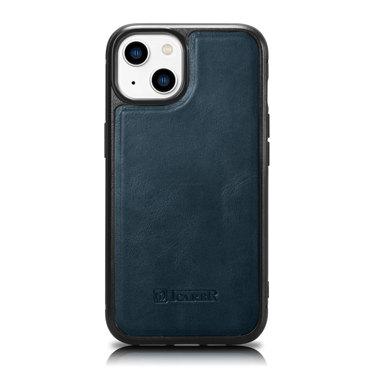 Tikra Oda Dengtas Dėklas Iphone 14 Plus Leather Oil Wax Navy Blue