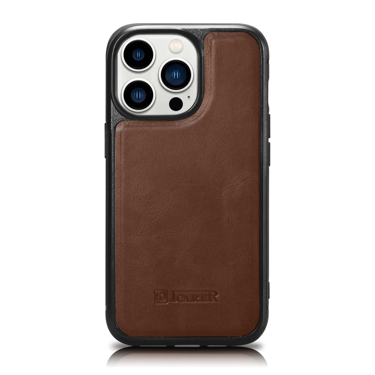 Tikra Oda Dengtas Dėklas Iphone 14 Pro Max Leather Oil Wax Tamsiai Rudos Spalvos