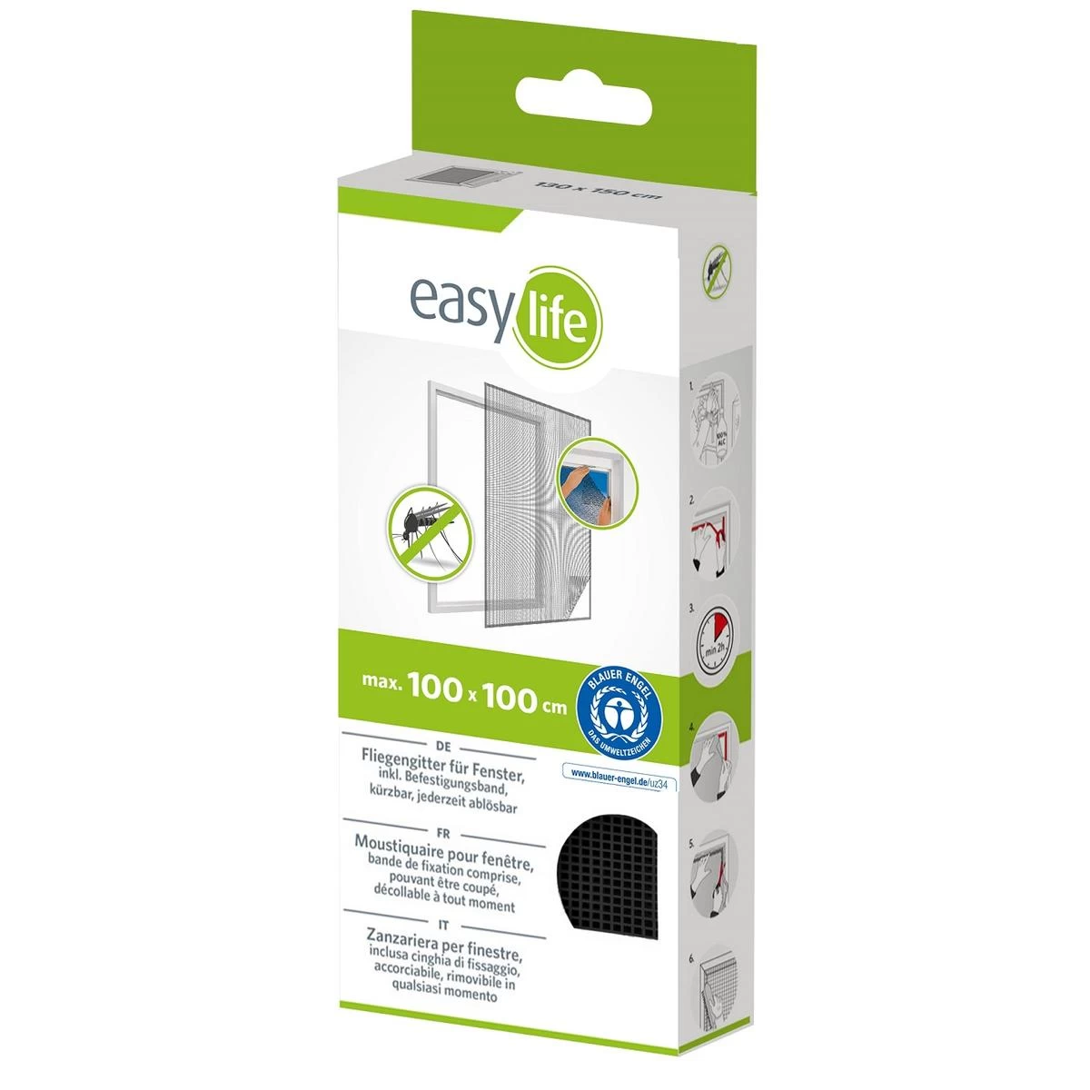 Tinklelis Nuo Uodų Langas 100x100 Juodas Poliesteris + Velcro Juostelė