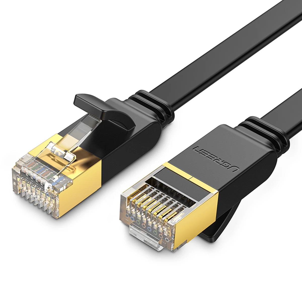 Tinklo Kabelis Interneto Plokščioji Jungtis U/ftp Cat. 7 10gb/s 0,5 M Juodas