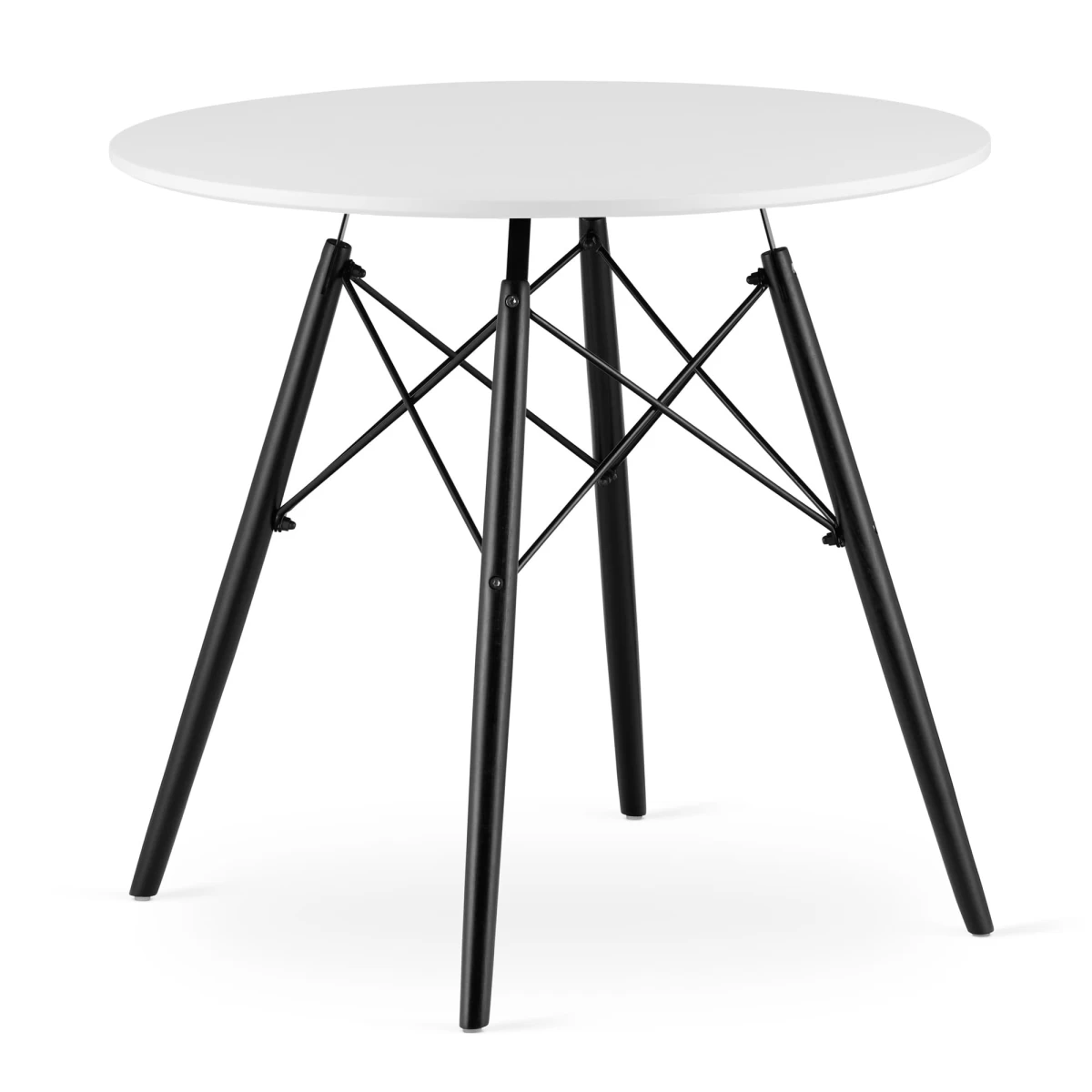 Todi Apvalus 80 Cm Stalas - Baltas / Juodos Kojos
