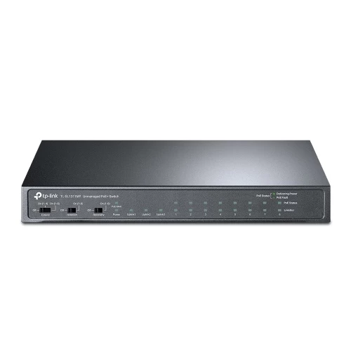 TP-Link 8-Port 10/100Mbps + 3-Port Gigabit Desktop Šakotuvas su 8-Port PoE+