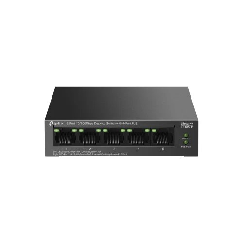 TP-Link LiteWave LS105LP 5-Port 10/100Mbps Desktop Šakotuvas su 4-Port PoE