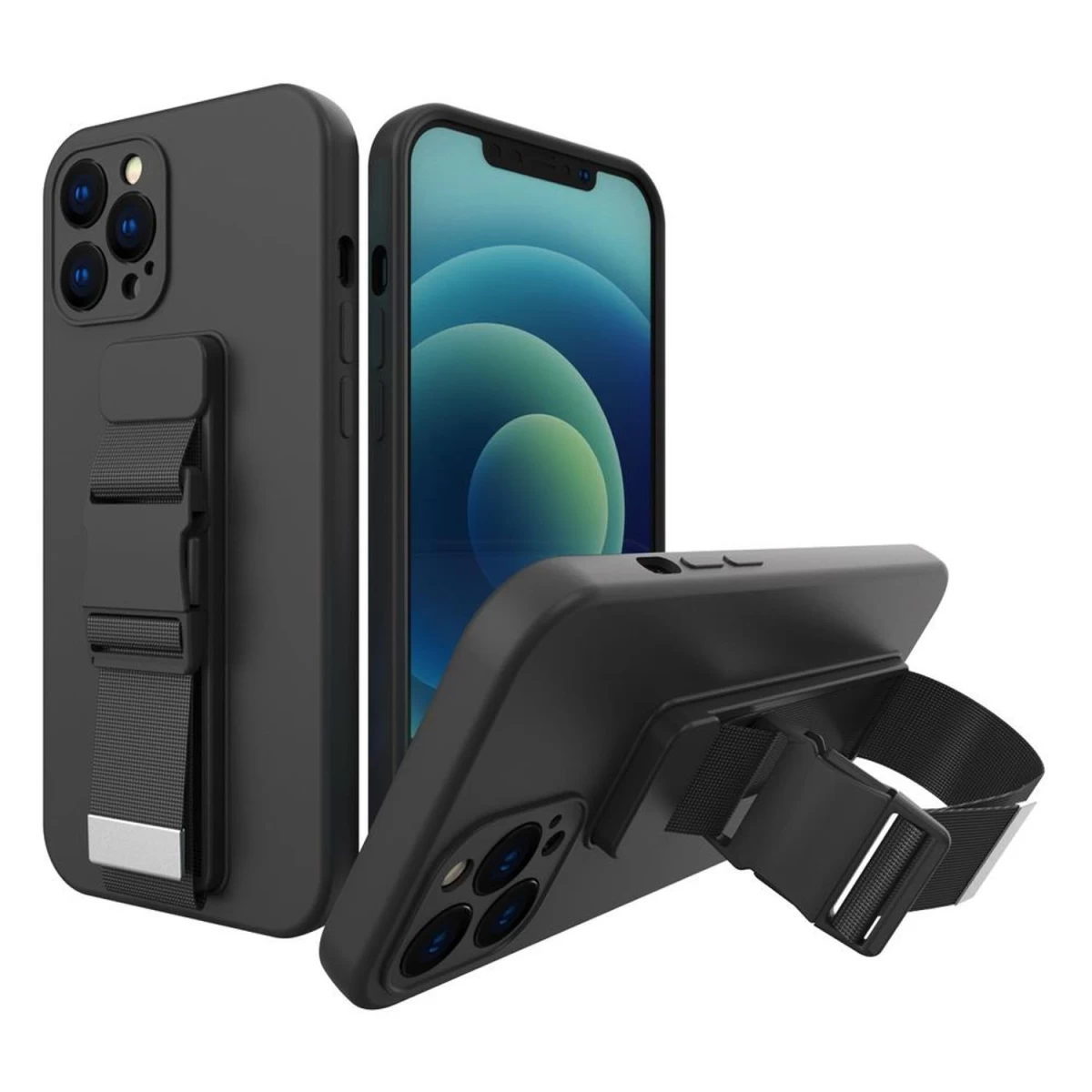 Tpu Gelio Apsauginis Dėklas Su Oro Pagalve Ir Laidu, Skirtas iphone 13 Pro, Juodas