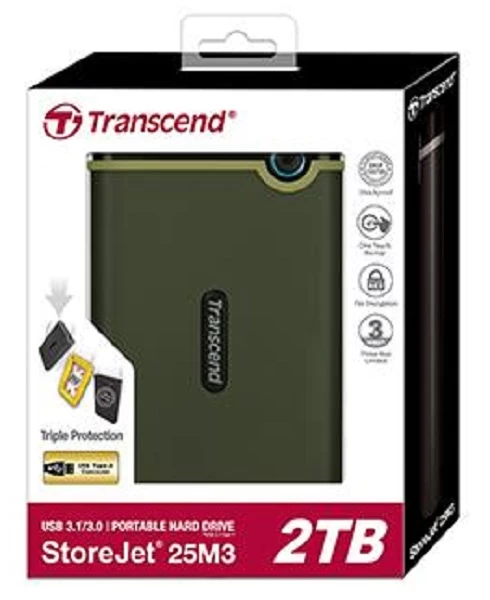 Transcend Storejet 25m3s Išorinis Kietasis Diskas (2 Tb / žalias)