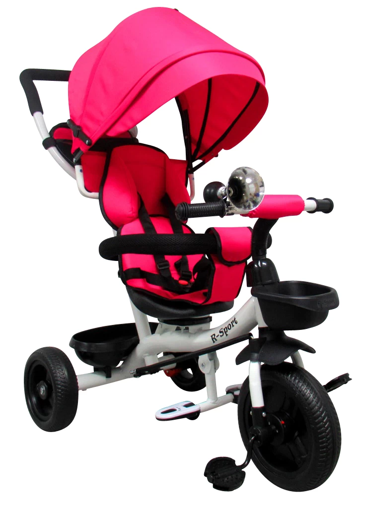 Triratis T4 Rožinis R-sport 360 Laipsnių Pasukami Eva Ratai, Ratai Be Stabdžių