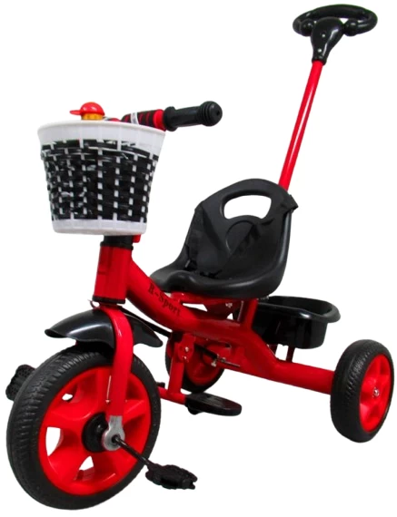 Triratukas T8 Raudonas Su Rankena Eva Ratai Pusher