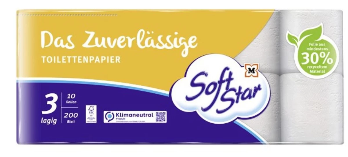 Tualetinis Popierius soft Star, 10 Vienetų (vokietijos Produktai).