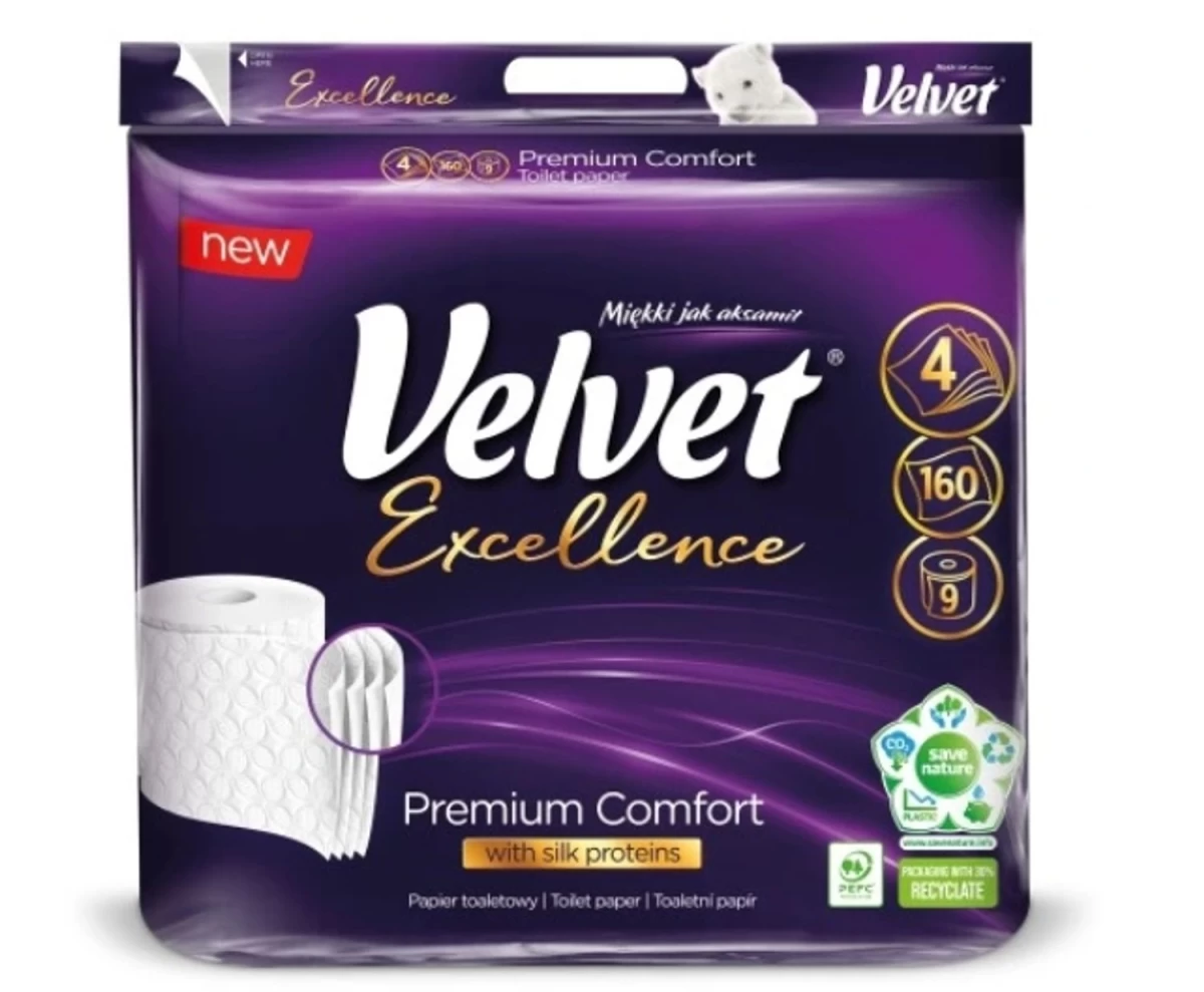 Tualetinis Popierius velvet Excellence Premium Comfort, 9 Ritinėliai.
