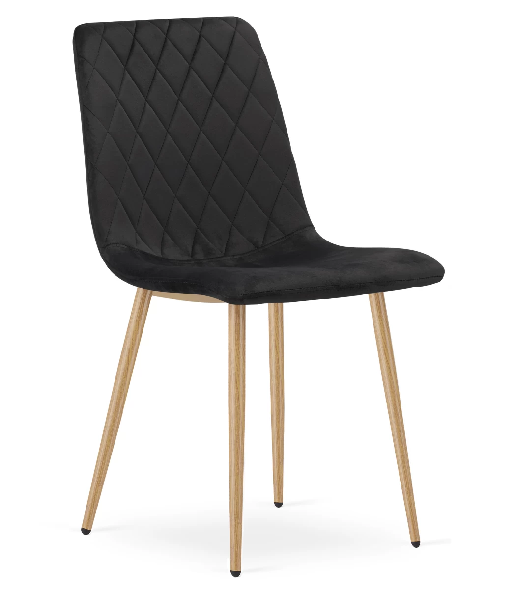 turin Kėdė - Juodas Aksomas / Medžio Spalvos Kojos X 1