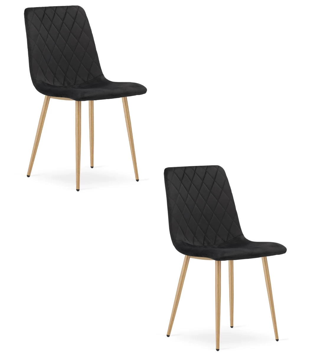 turin Kėdė - Juodas Aksomas / Medžio Spalvos Kojos X 2