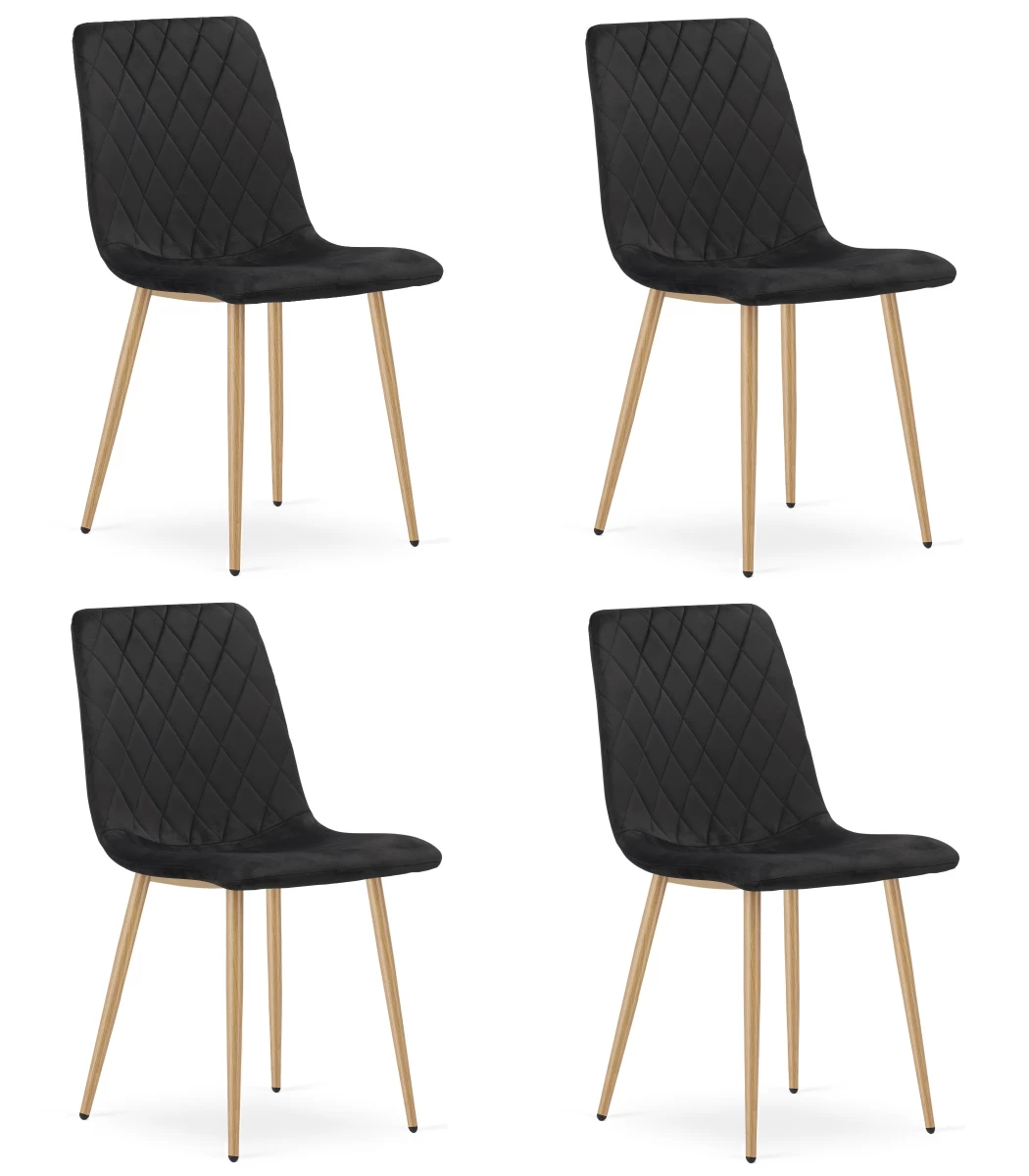 turin Kėdė - Juodas Aksomas / Medžio Spalvos Kojos X 4