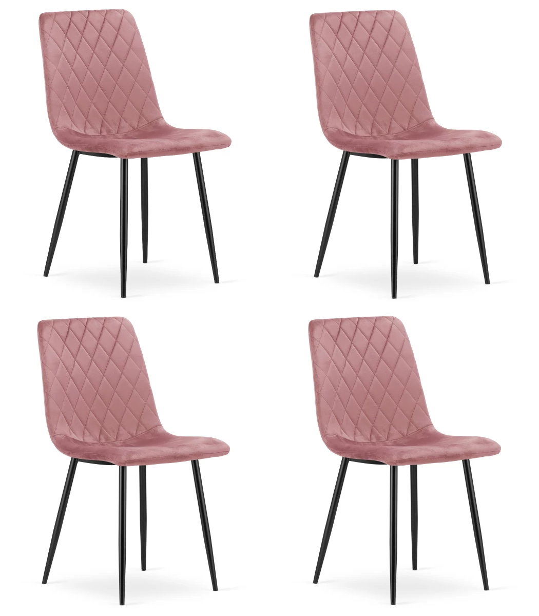 Turin Kėdė - Rausvas Aksomas / Juodos Kojos X 4