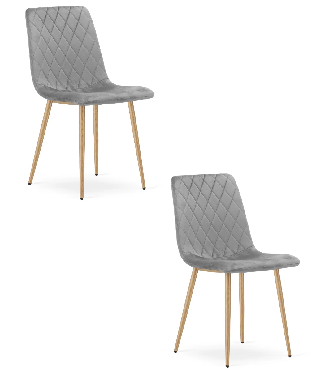 turin Kėdė - šviesiai Pilkas Aksomas / Medžio Spalvos Kojos X 2