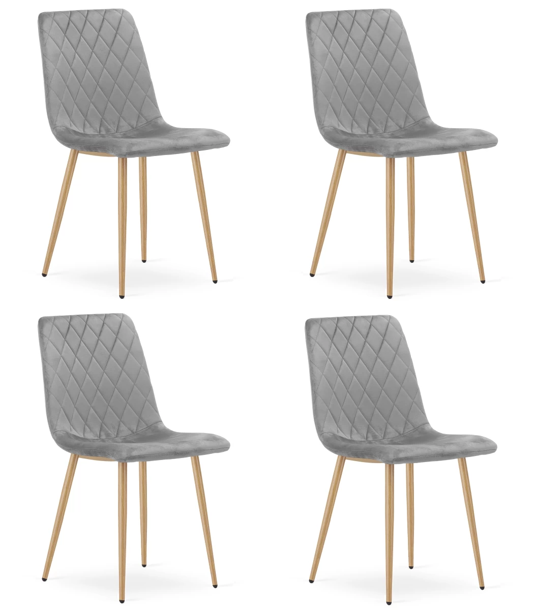 turin Kėdė - šviesiai Pilkas Aksomas / Medžio Spalvos Kojos X 4