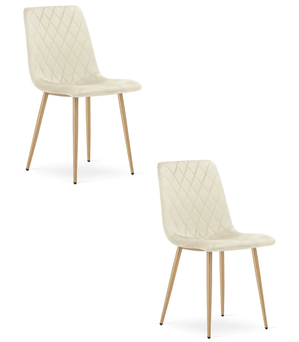 turin Kėdė - šviesiai Smėlio Spalvos Aksomas / Medžio Spalvos Kojos X 2