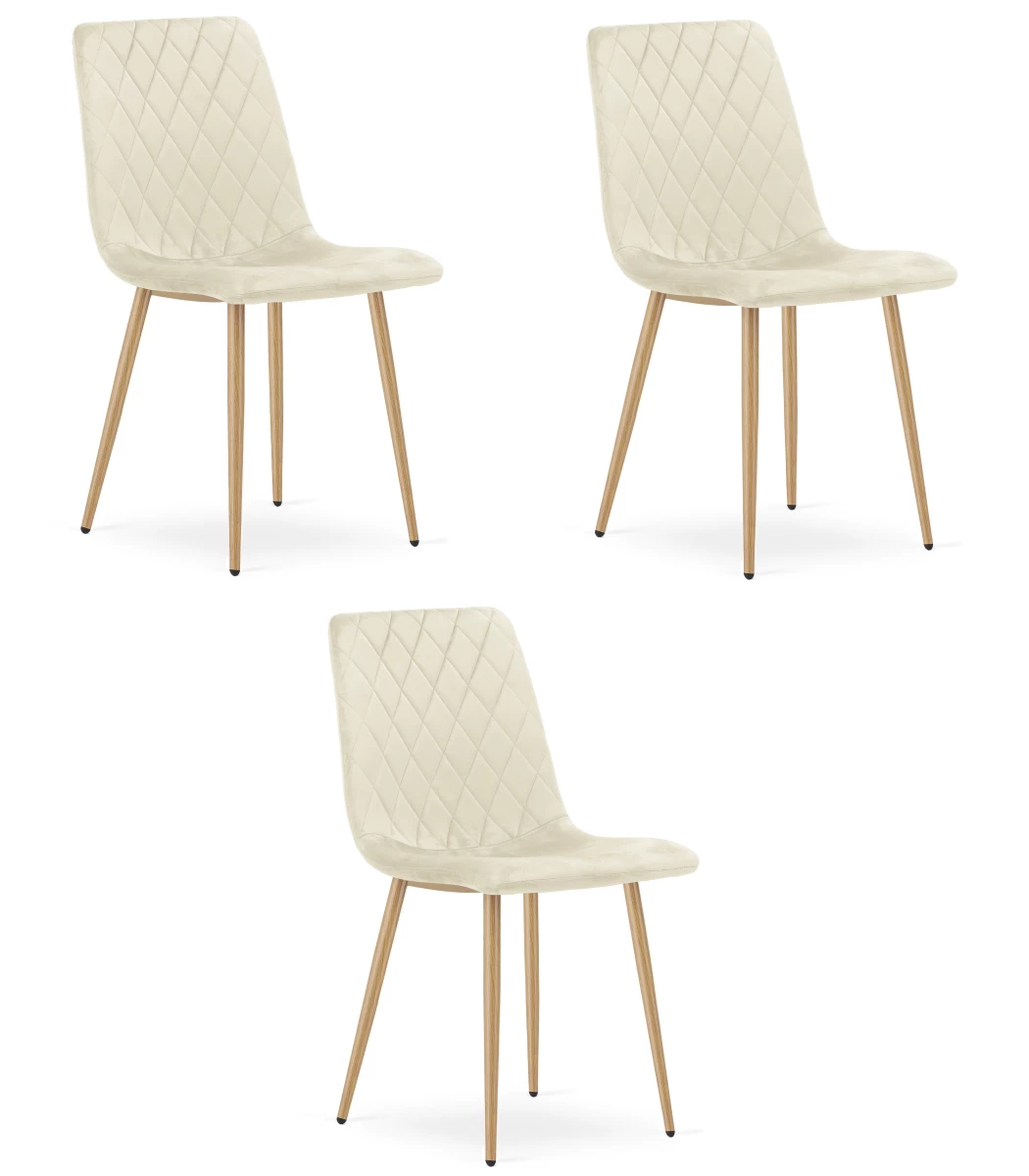 turin Kėdė - šviesiai Smėlio Spalvos Aksomas / Medžio Spalvos Kojos X 3