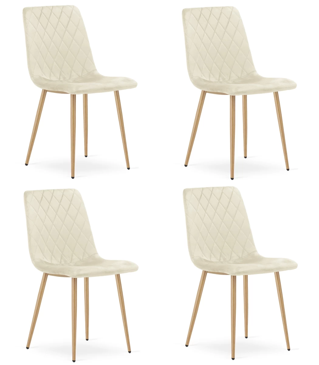 turin Kėdė - šviesiai Smėlio Spalvos Aksomas / Medžio Spalvos Kojos X 4